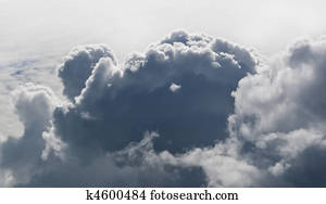 Big clouds in sky from above - cumulus and cumulonimbus