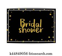 Bridal shower invitation with gold glitter text and dots Bridal shower invitation with gold glitter text and dots