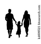 Family Silhouette Walking Family Silhouette Walking