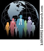 Global Business People Earth Globe on Black Global Business People Earth Globe on Black