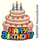 Happy birthday sign with cake Happy birthday sign with cake