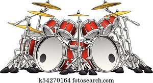 Huge 10 Piece Rock Drum Set Musical Instrument Illustration Huge 10 Piece Rock Drum Set Musical Instrument Illustration
