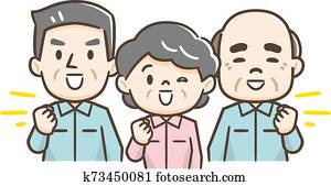 Illustration of smiling senior worker Illustration of smiling senior worker