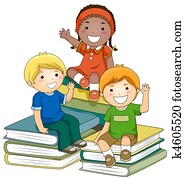 kinder, mit, buecher