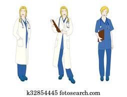 Medical Staff Woman Full Body Caucasian Color
