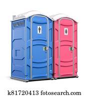 Portable plastic toilet or public facilities for using in public places isolated on white Portable plastic toilet or public facilities for using in public places isolated on white