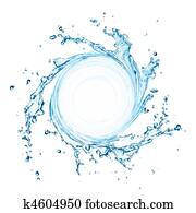 rodar, água, respingo