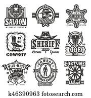 Set of wild west logos Set of wild west logos