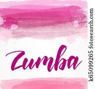 zumba, -, schriftzug, text, auf, aquarell, hintergrund zumba, -, schriftzug, text, auf, aquarell, hintergrund