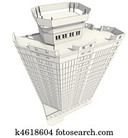 3d, aufbau, von, bürogebäude