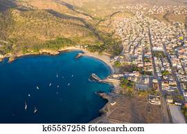 Aerial view of Tarrafal beach in Santiago island in Cape Verde - Cabo Verde