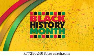 Black History Month title treatment with ribbons against yellow grunge graphic background Black History Month title treatment with ribbons against yellow grunge graphic background
