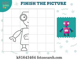 Copy picture vector illustration. Complete and coloring game for preschool and school kids Copy picture vector illustration. Complete and coloring game for preschool and school kids