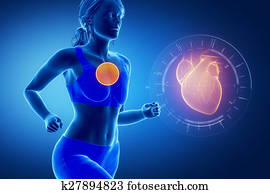 funcionamiento, mujer, enfocado, en, corazón