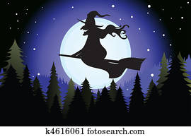 Halloween witch silhouette Halloween witch silhouette