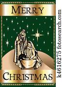 Merry Christmas Green Nativity Merry Christmas Green Nativity