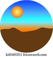 pôr do sol, deserto