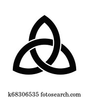 Triquetra Geometric Logo, Red Trinity Knot, Wiccan Symbol For 