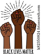 negro, vidas, asunto, hembra, señal, con, lucha, puño, vector