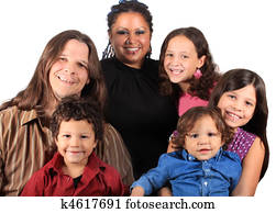 Young multi ethnic family