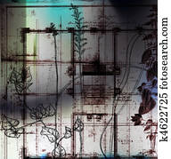 A collage using botanical and?architectural?elements to construct a?balanced composition. A collage using botanical and?architectural?elements to construct a?balanced composition.