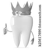 diente, con, corona, pulgar up