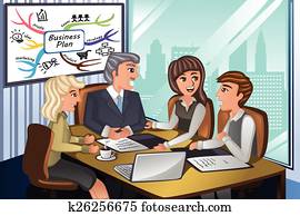 empresarios, en, un, reunión