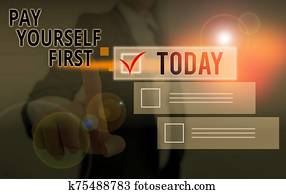 escrita, nota, mostrando, pagar, você mesmo, first., negócio, foto, showcasing, economizando futuro, armando aparte, um, porção, de, seu, income.