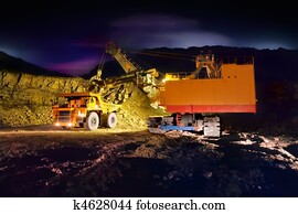 grande, amarela, caminhão mineração