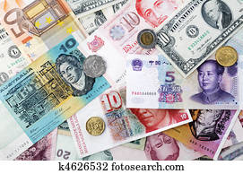International currencies background