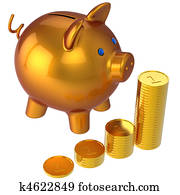 Piggy bank and stacks of coins (Hi-
