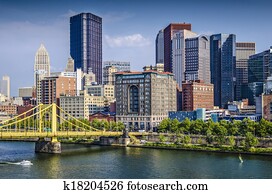 Pittsburgh, Pennsylvania, USA daytime downtown scene over the Allegheny River.