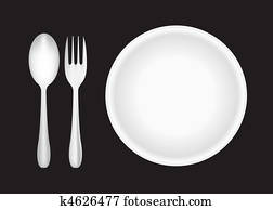 Plate, fork, and spoon Plate, fork, and spoon