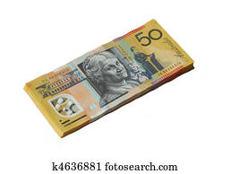 Australian 50 dollar notes isolated on white Australian 50 dollar notes isolated on white