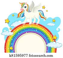 Cute unicorn with blank banner Cute unicorn with blank banner