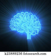 Electronic brain on black with a shine Electronic brain on black with a shine