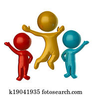 feliz, gente, coloreado, logotipo, 3, d