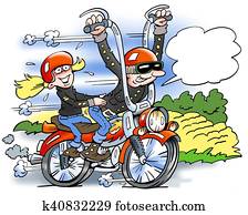 Happy biker drive fast Happy biker drive fast