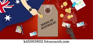 Made in Australia price tag illustration badge export patriotic business transaction
