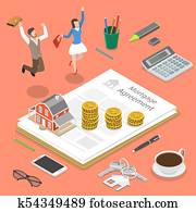 Mortgage flat isometric vector concept.