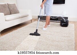 mädchen, putzen, teppich, mit, staubsauger