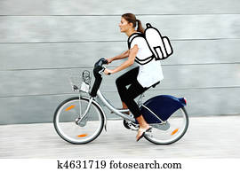 skorý, študent, chod, do, univerzita, prostredníctvom, bicykel