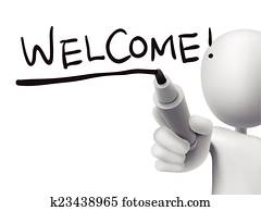 welcome word written by 3d man
