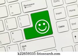 White conceptual keyboard - Good mood (green key)