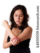 Woman with elbow pain
