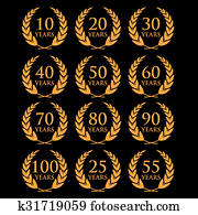 10-100, aniversario, laurel, wreath2