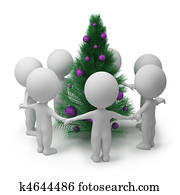 3, liten, folk, -, celebratory, runda, dans