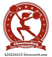 cheerleader, emblema, ou, alegria, logotipo