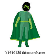 herói super, boyl, ilustração, silueta