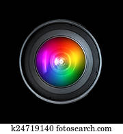 Photography camera lens, front view